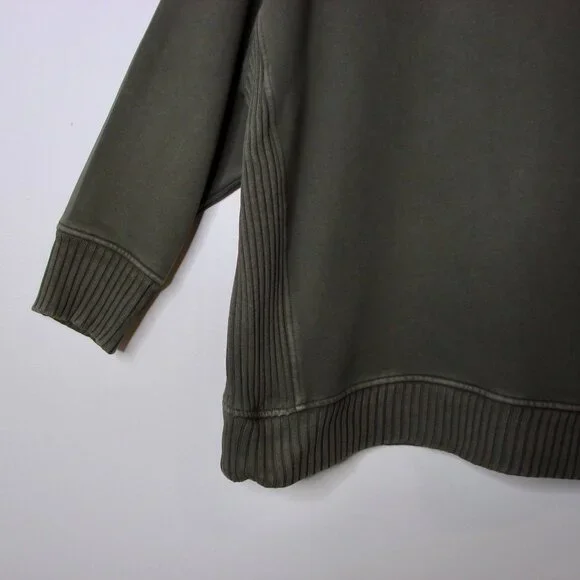 Aerie Down To Earth Crew Sweatshirt Olive Green Oversized Ribbed Small Medium L - Picture 11 of 14